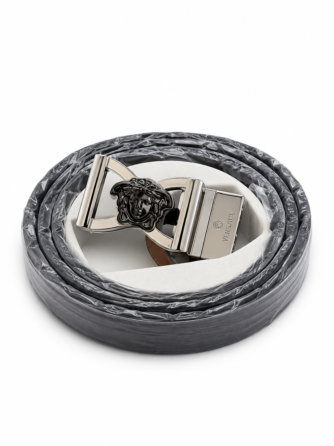 Versace Premium Leather Belt – Silver Medusa Buckle