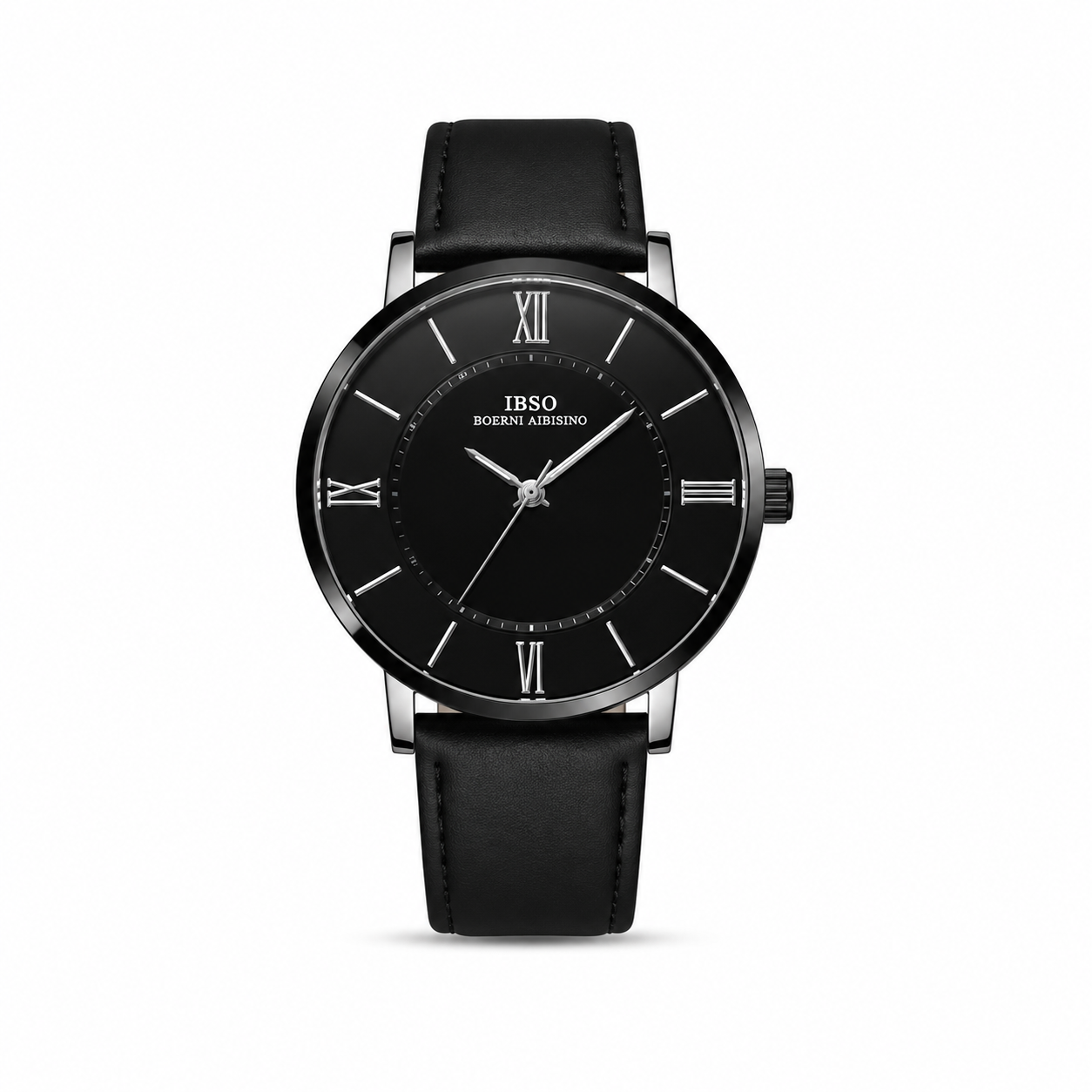 IBSO Black Dial Leather Strap Watch