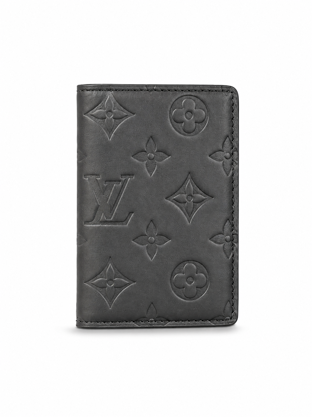 Luxury Embossed Leather Card Holder Wallet – Black