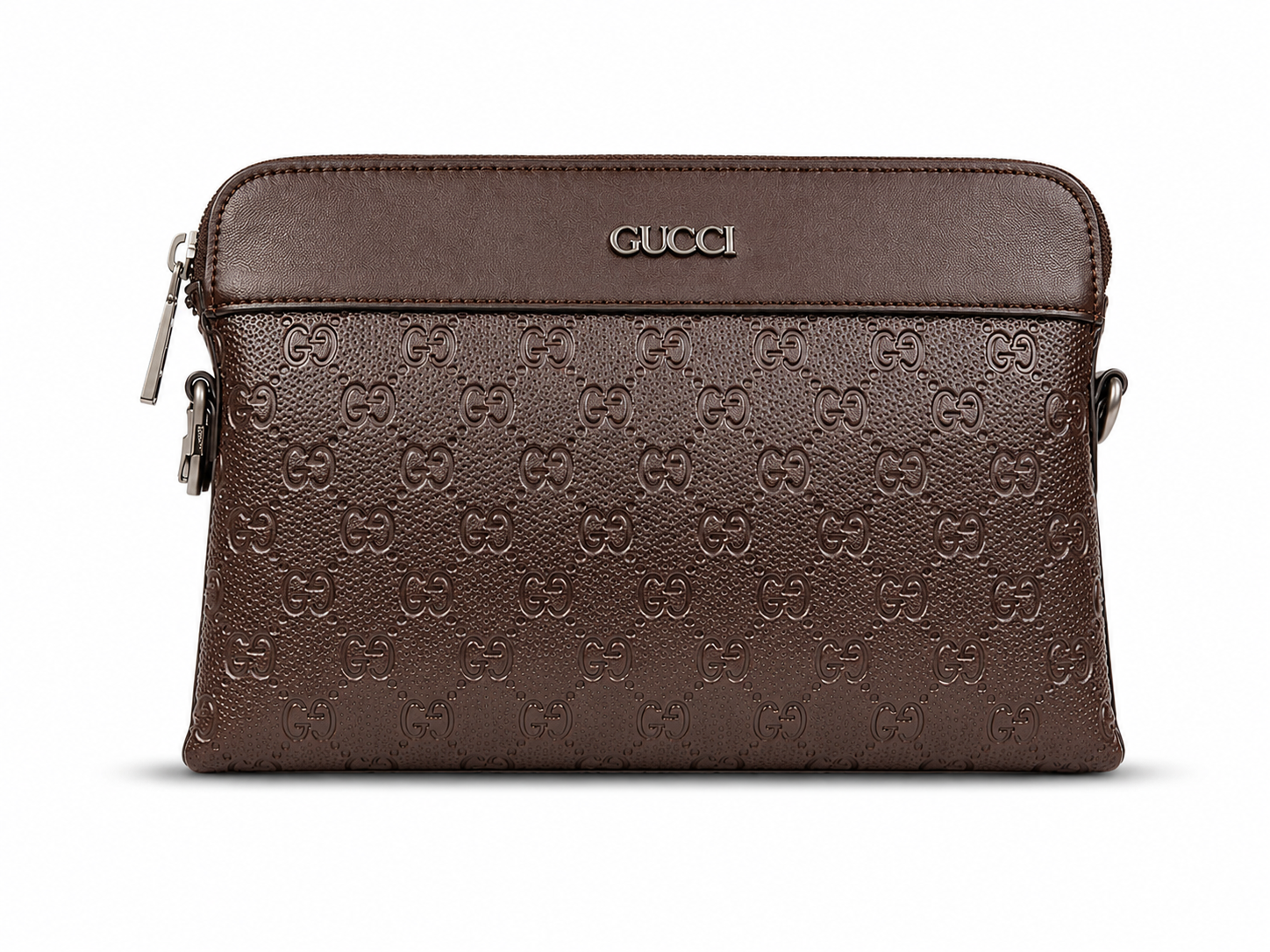 Premium Brown Monogram Leather Clutch Bag