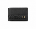 Classic Black Leather Wallet – H Metal Logo