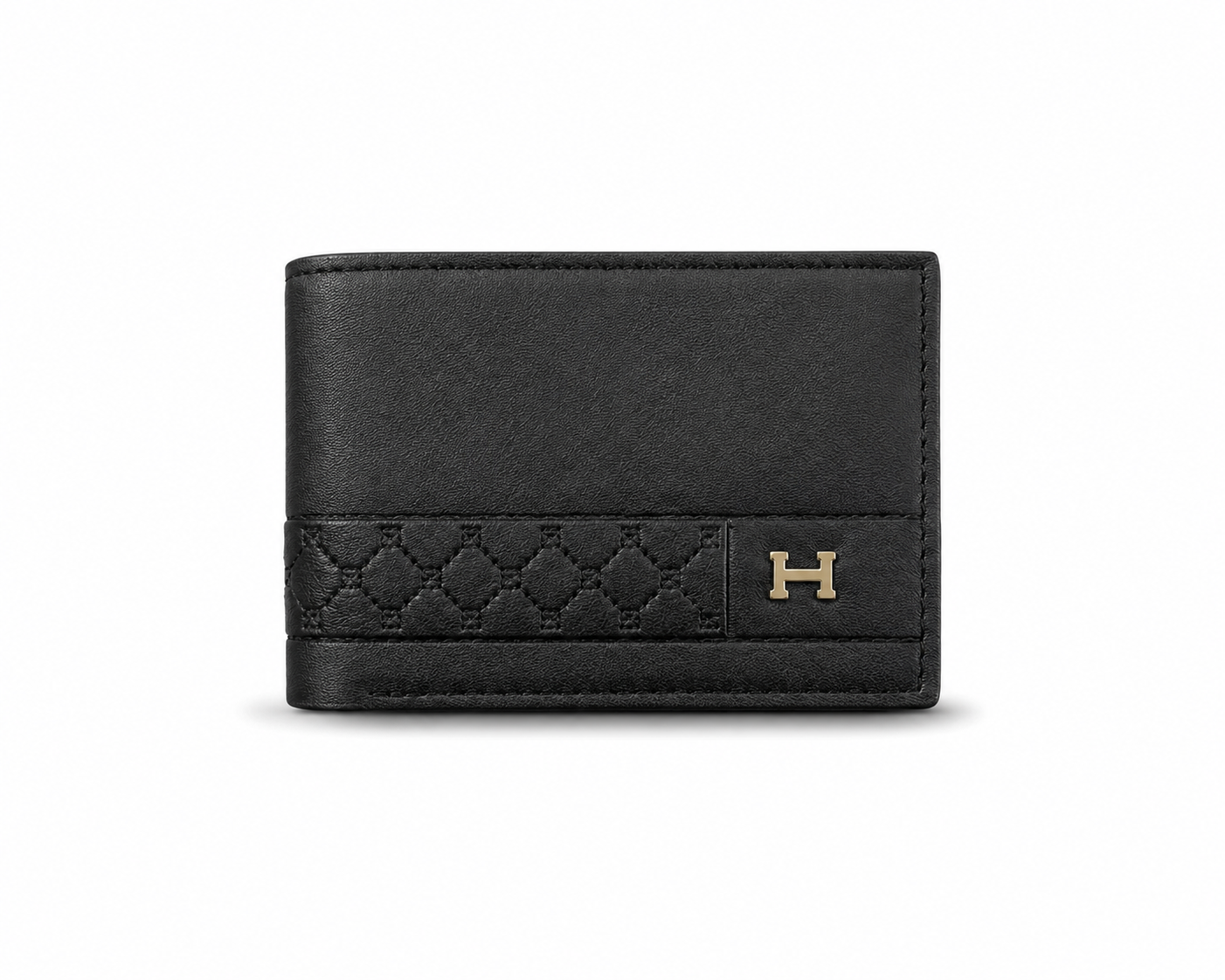 Classic Black Leather Wallet – H Metal Logo