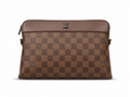 Premium Brown Checkered Leather Clutch Bag