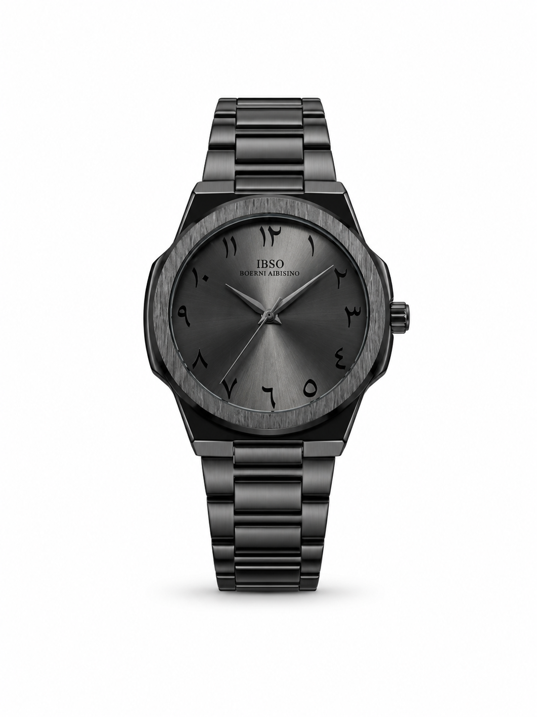 IBSO Luxury Black Stainless Steel Watch – Arabic Dial