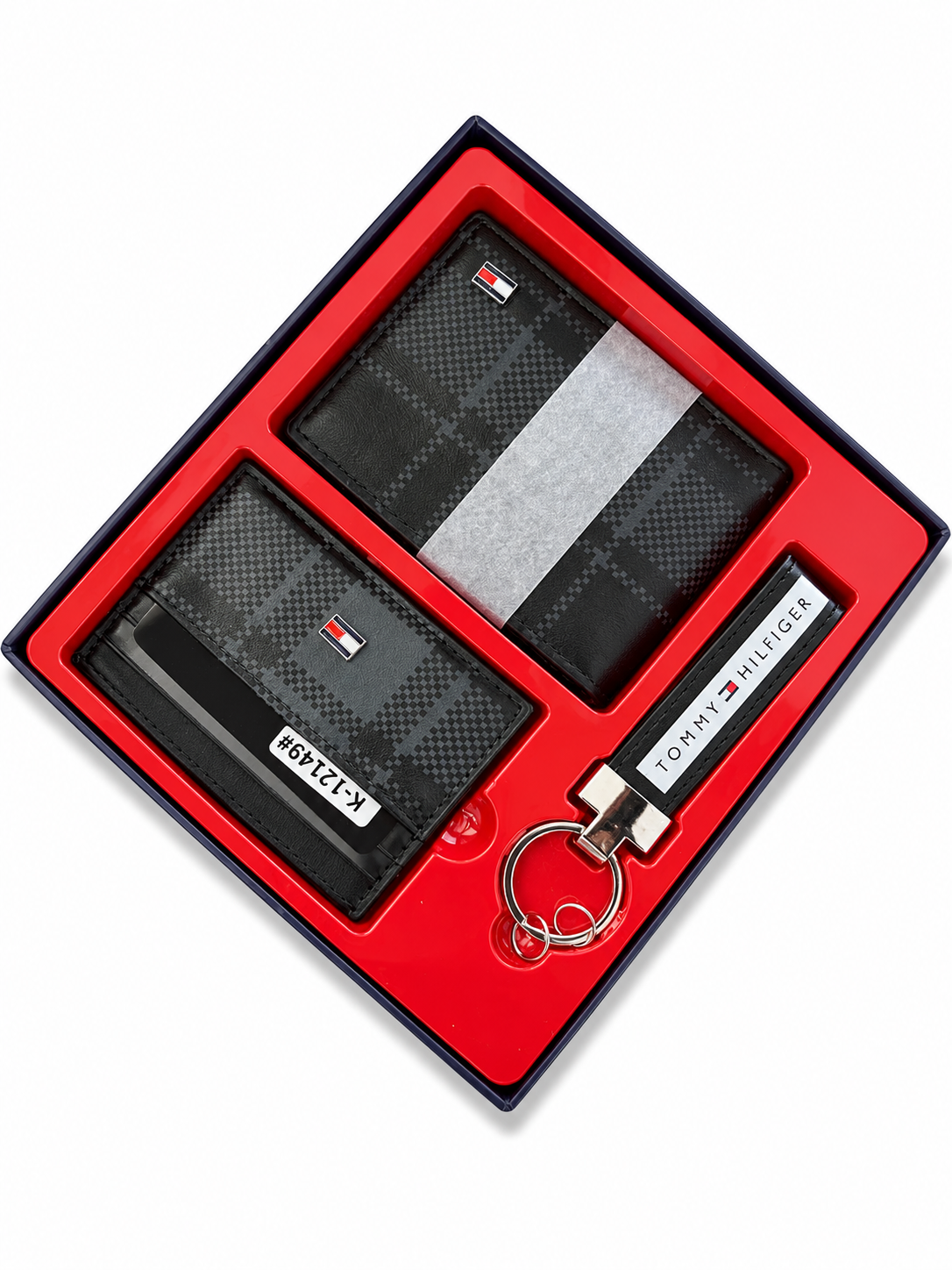 Tommy Hilfiger Plaid Gift Set – Wallet, Card Holder & Keychain